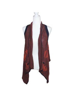 Daytrip Womens Knit Draped Vest Asymmetric Cardigan-Red/Blue-Size XS-GUC